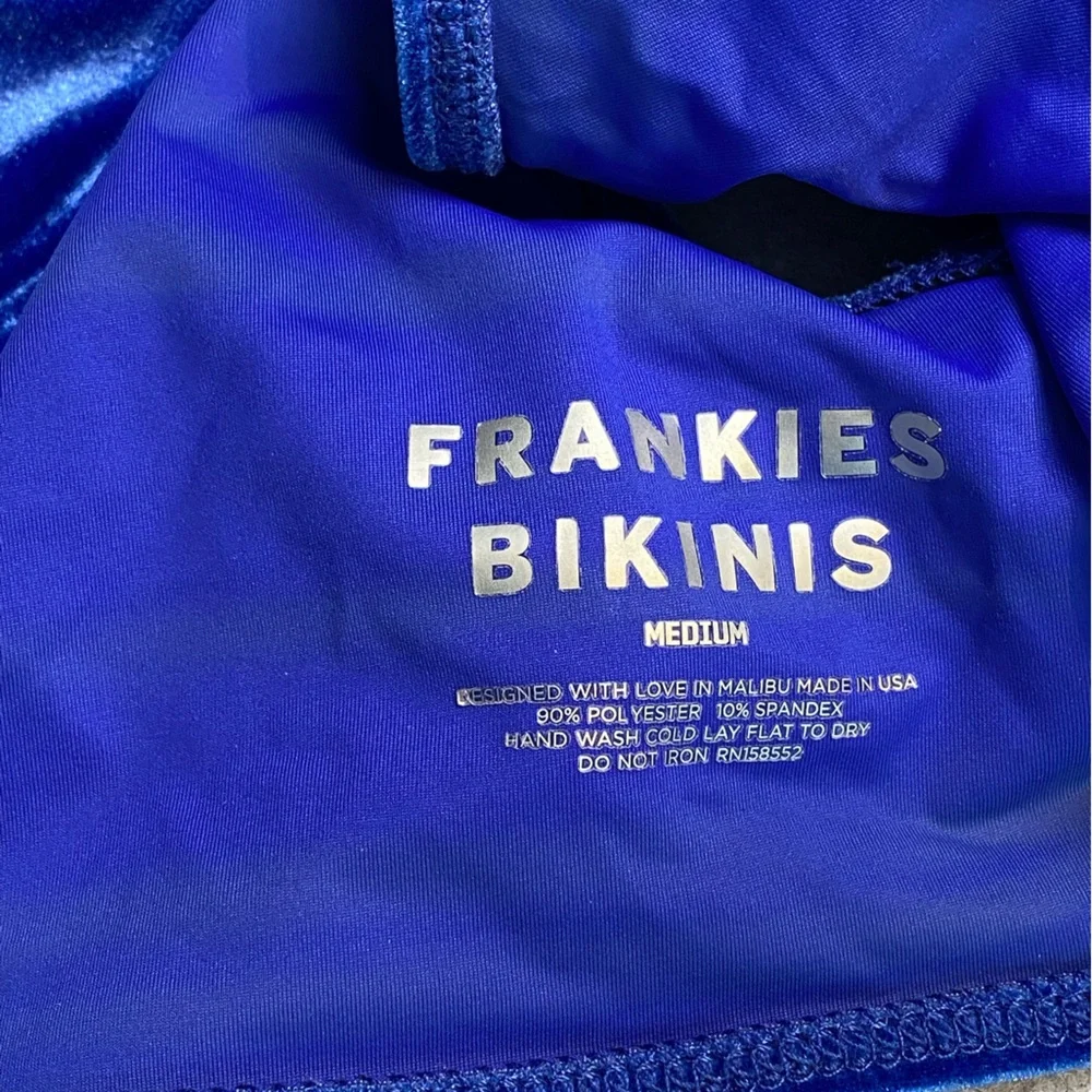 S04 Frankie’s Bikinis Blue Velour Swimsuit M